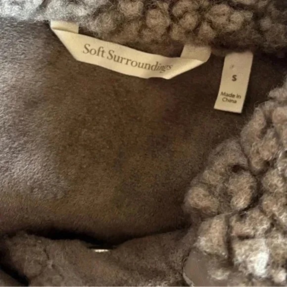 Soft Surroundings Margarete Sherpa Jacket Taupe Small S - Picture 6 of 7